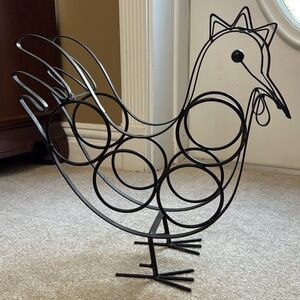 Black Metal Rooster Wine Rack